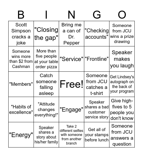 UCUA Annual Meeting 2018 Bingo Card