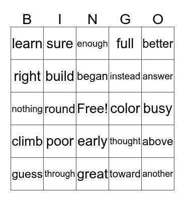 Grade 1 - APRIL Bingo Card
