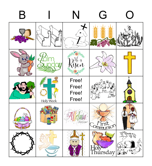 First Communion Bingo Card