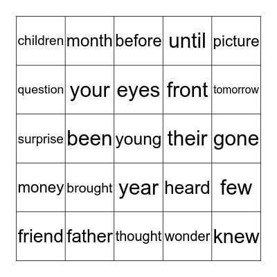 Grade 1 - MAY Bingo Card
