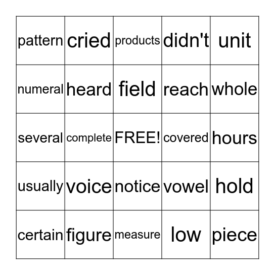 Grade 2 - MAY Bingo Card