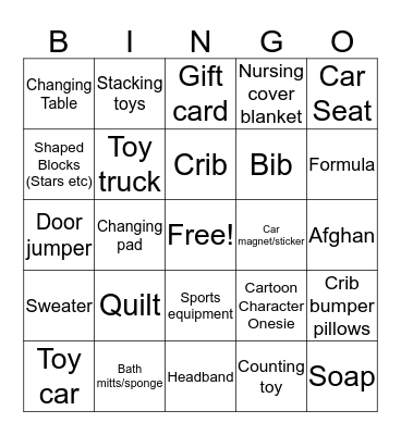 Kimmy's Baby Shower Bingo Card