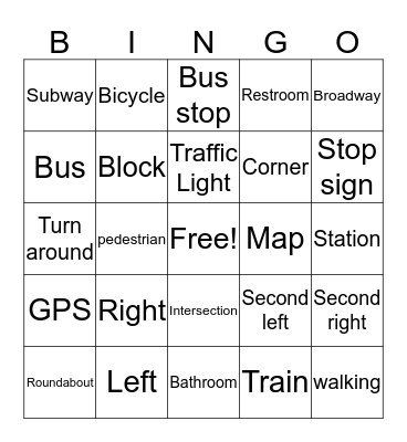 ESL Transportation Bingo I Bingo Card