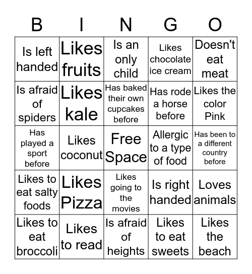 GET TO KNOW YOU BINGO  Bingo Card