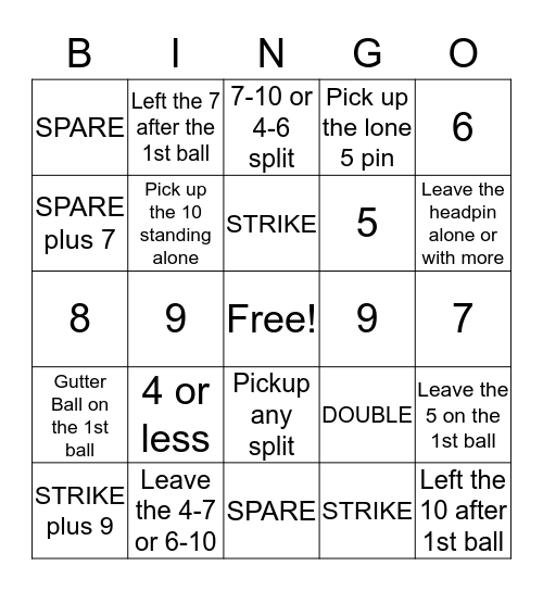 Bowling Bingo '18 Bingo Card