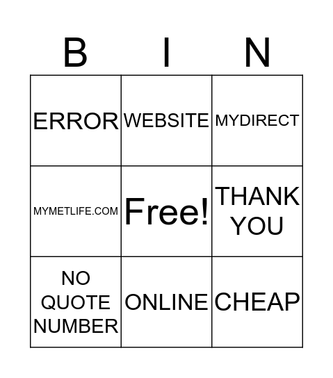 Untitled Bingo Card