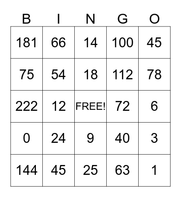 Halloween Bingo Card