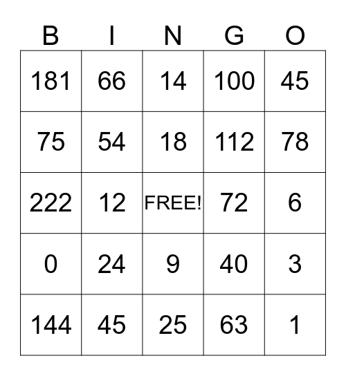 Halloween Bingo Card