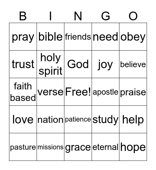 Missionaries!!! Bingo Card