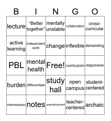 Schedule Buzzword Bingo Card