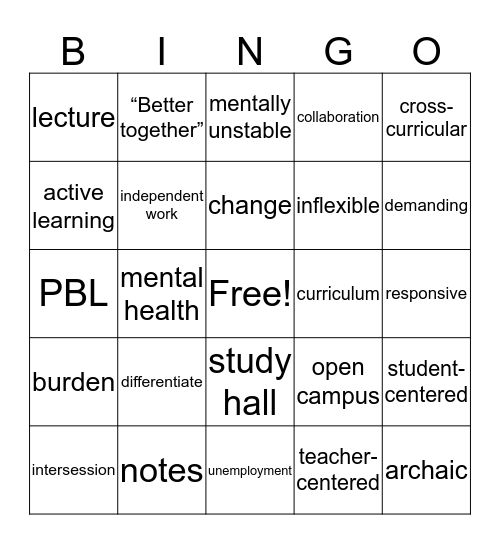 Schedule Buzzword Bingo Card