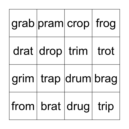 List  5-2  CRVC Bingo Card