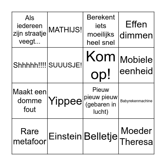 Braam Bingo Card