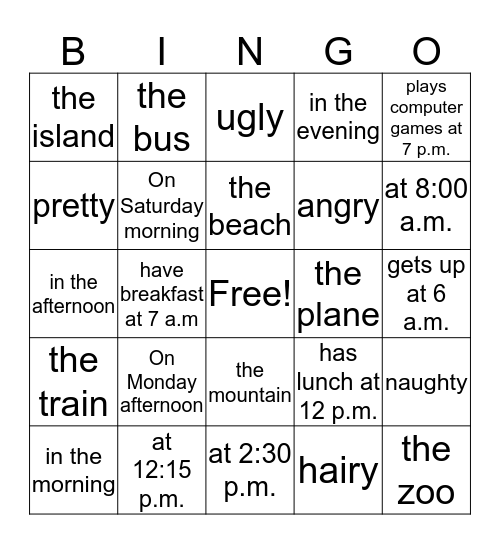 HFE Bingo Card