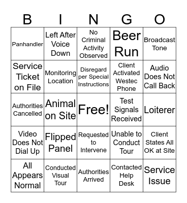 Comment Codes Bingo Card