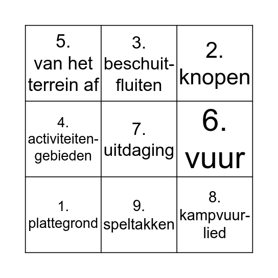 Levend Bingo! Bingo Card