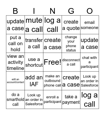 Salesforce Bingo Card