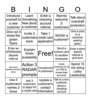 Be Legendary!!!! Bingo Card