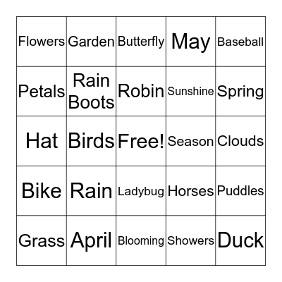 Spring Bingo Card