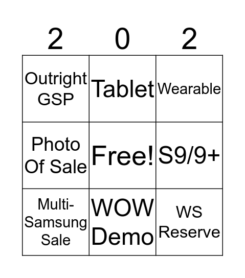 SAMSUNG ALL IN Bingo Card