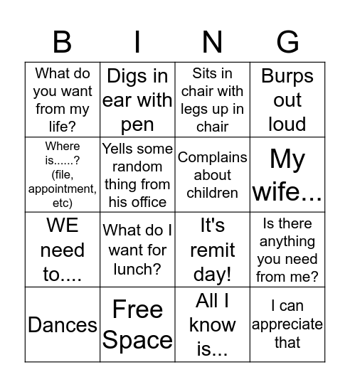 Stuart Bingo Card