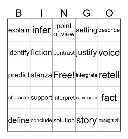 MCAS Words! Bingo Card