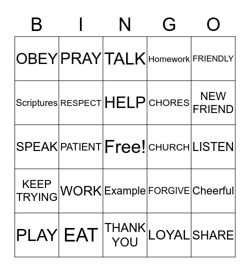 Love One Another Bingo Card