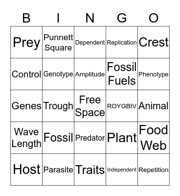 Science Review Bingo Card