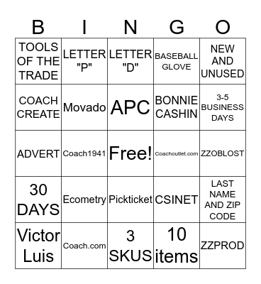 Class  1 BINGO Card