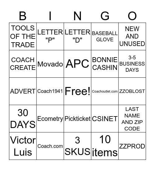 Class  1 BINGO Card