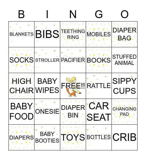 BABY SHOWER GIFT BINGO Bingo Card