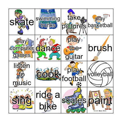 Hobbies and Sports Bingo Card