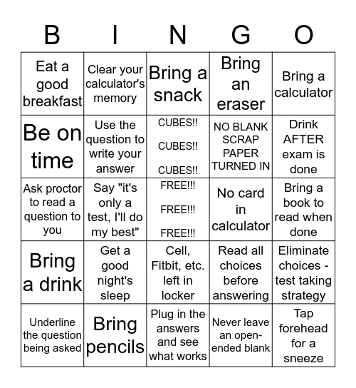 PSSA TESTING Bingo Card