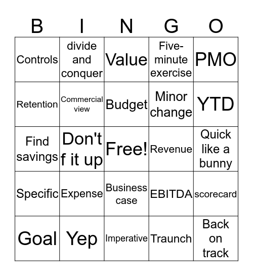 CFO Bingo Card