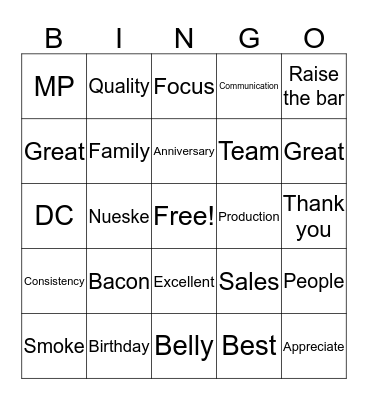 Nueske Bingo Card