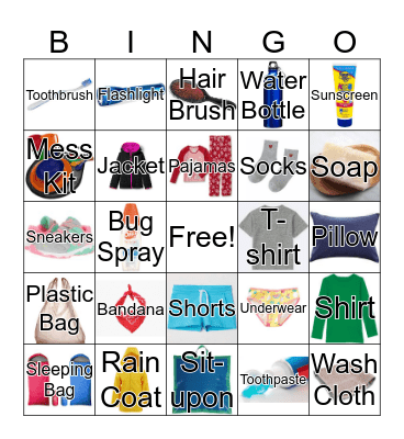 Girl Scout Camping Bingo Card