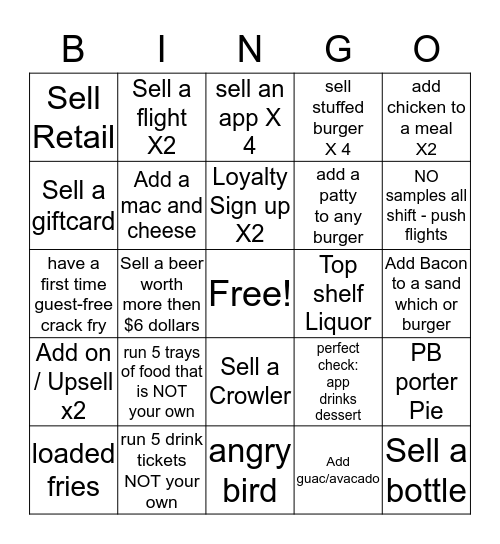 Server Bingo  Bingo Card