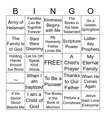 Primary Program 2013 Bingo Card