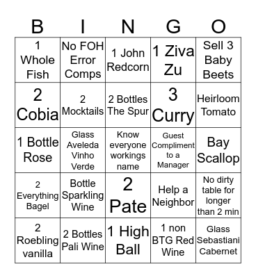 B&G Art Walk Bingo Card