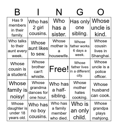 Find someone who... Bingo Card