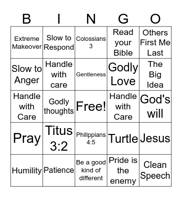 3 Fruits of the Spirit Bingo Card