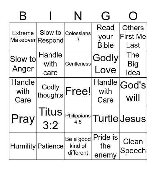3 Fruits of the Spirit Bingo Card