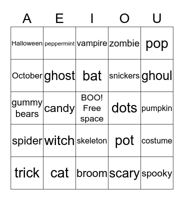 Halloween Bingo Card