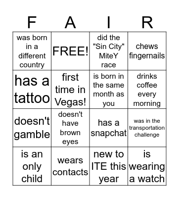 Eben Haezer Bingo Card