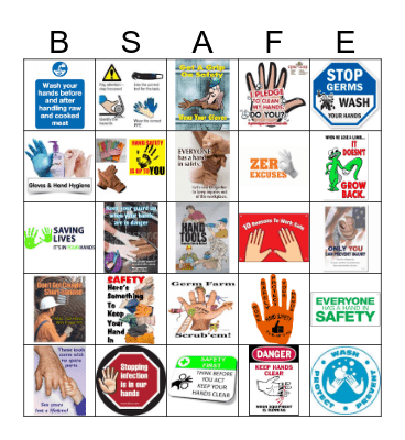 Hand Hygiene and Hand Safety Bingo Card