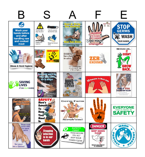 Hand Hygiene and Hand Safety Bingo Card