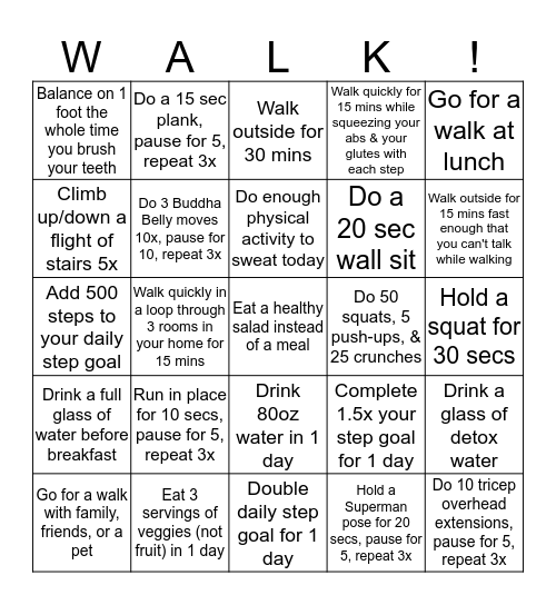 May - Get Walking! Bingo Card