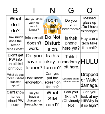 Sprint Tech Bingo Card