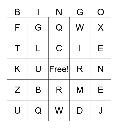 ALPHABET BINGO Card