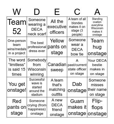 WI DECA BINGO ICDC 2018 Bingo Card